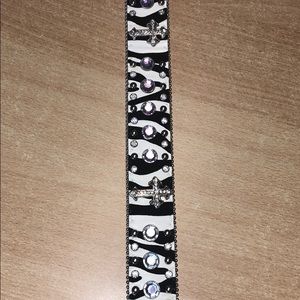 Zebra Pint Belt with Crosses and sparkles